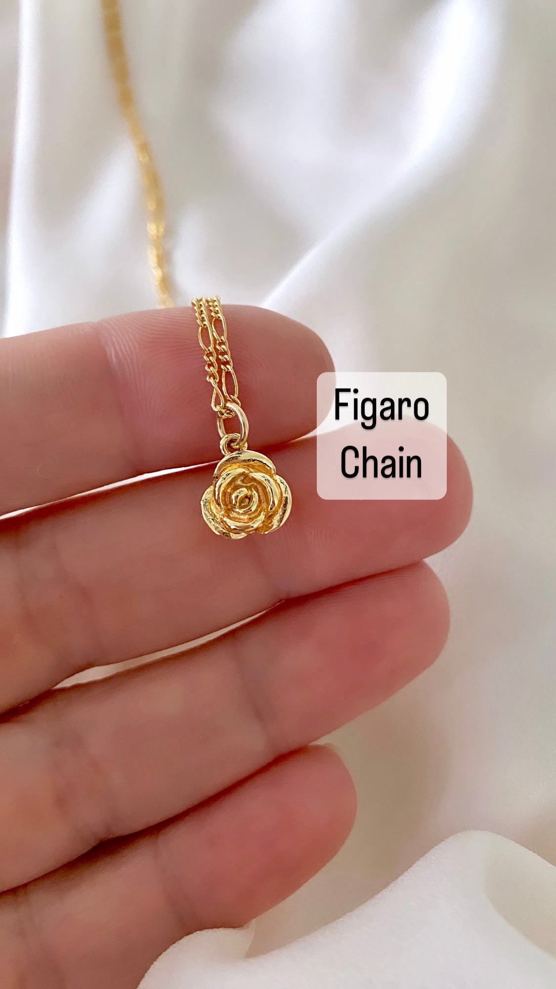 Gold Filled Flower Pendant Necklace - Rose Charm Necklace
