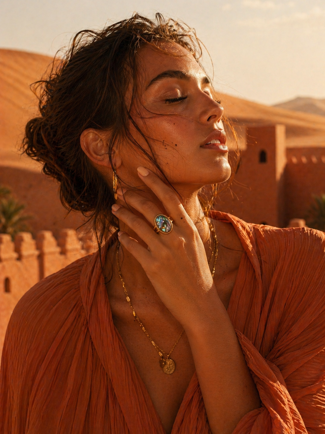 Bague Fidji | Pierre Naturelle Ovale Dorée – Univers Végétal