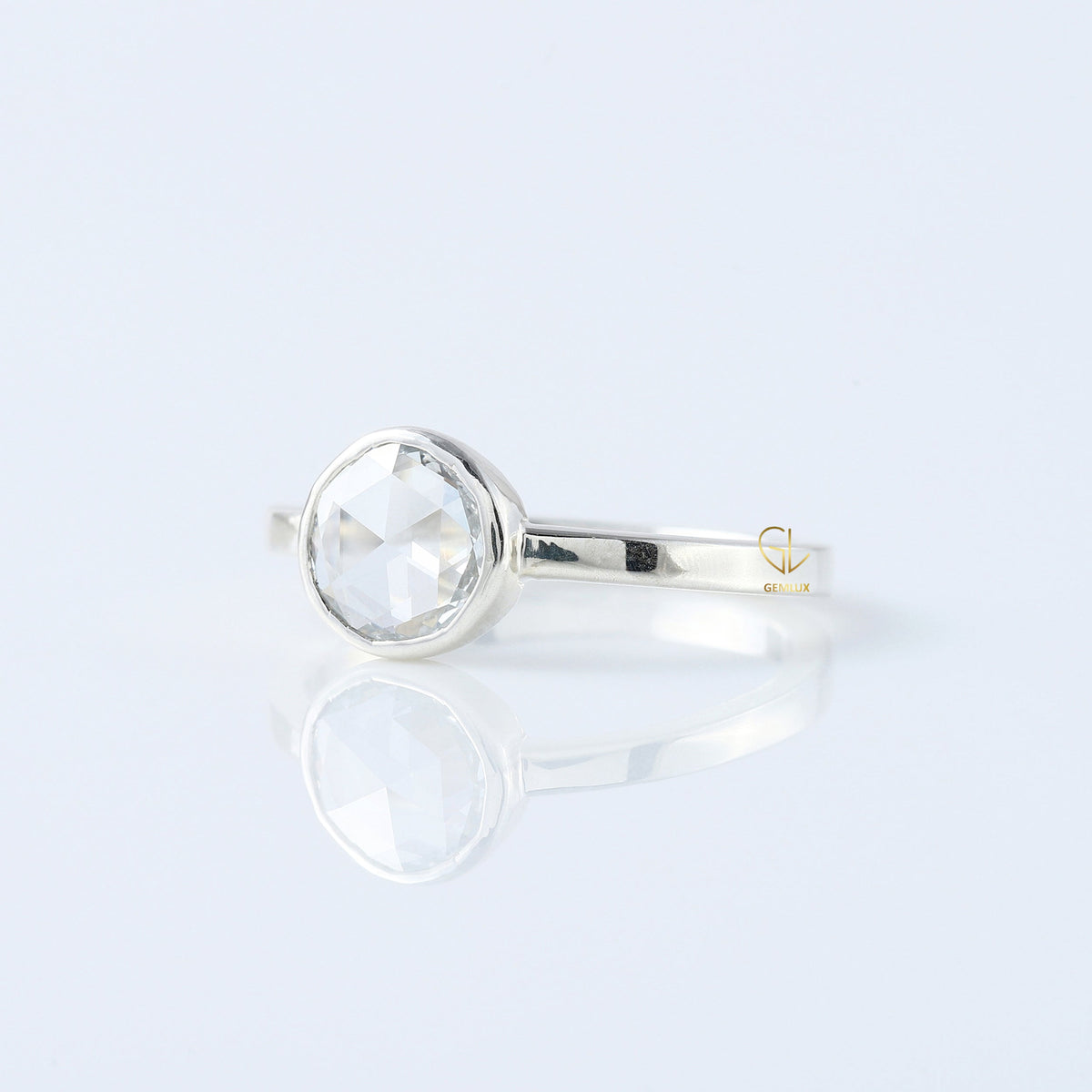 1 Ct Rose Cut Round Diamond Solitaire Ring - Bezel Set