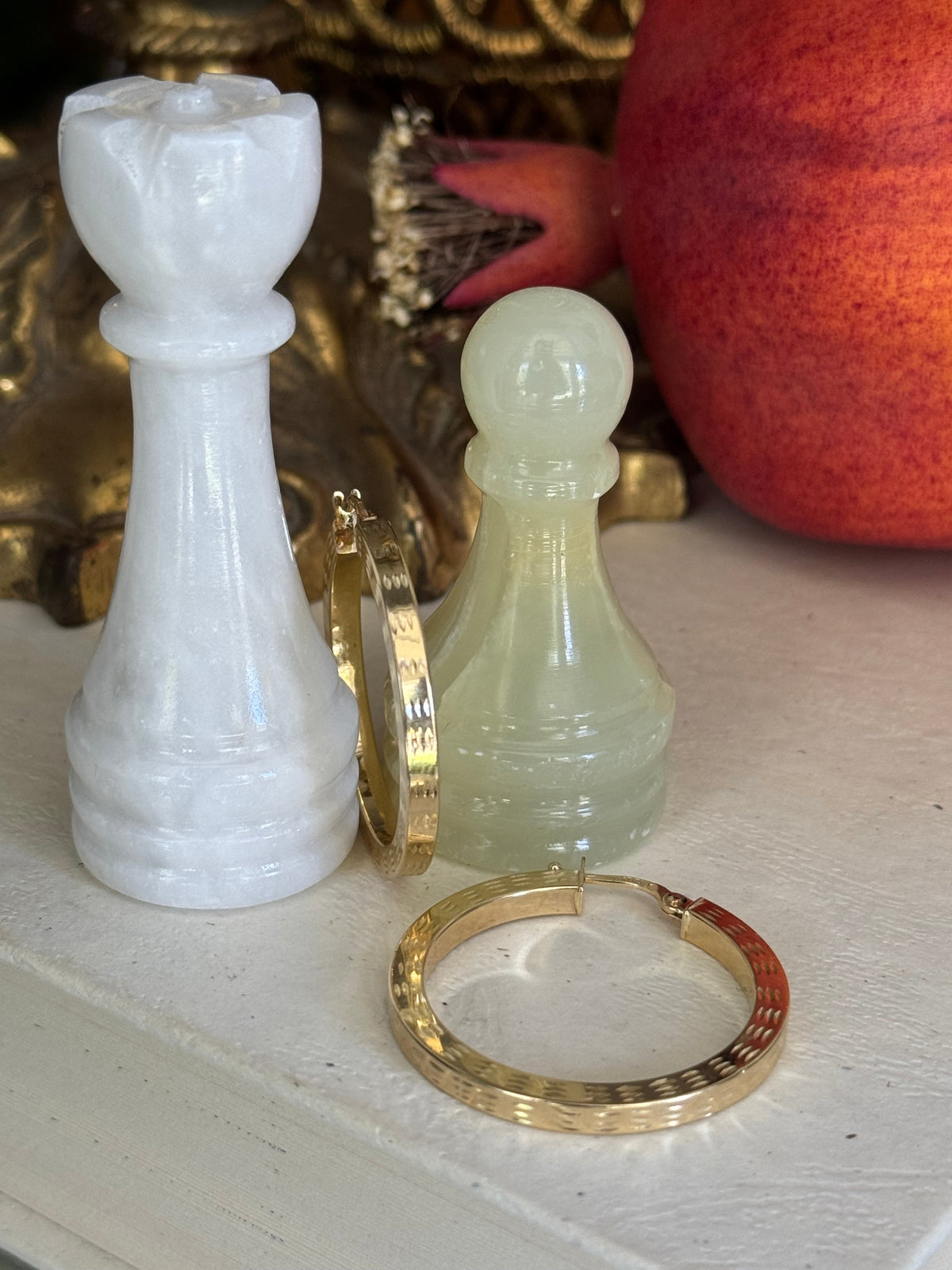 Vintage 14k Yellow Gold Hammered Hoop Earrings