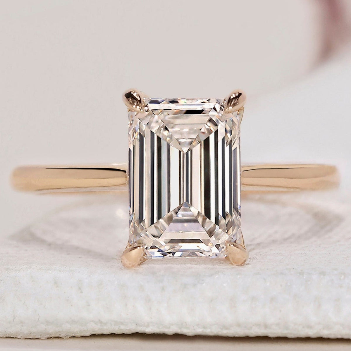 Emerald Cut Solitaire Ring - Yellow Gold