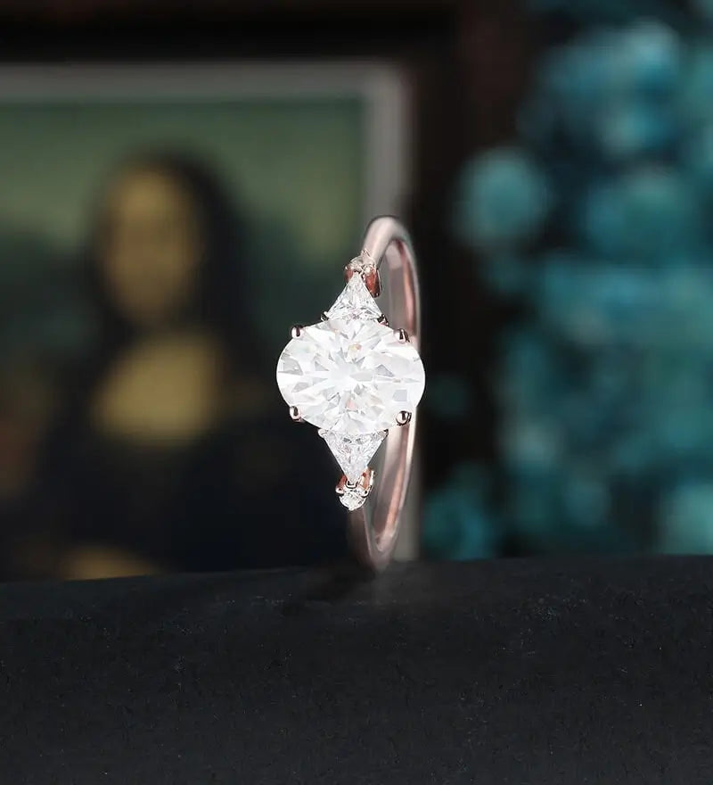 Oval Cut Moissanite Engagement Ring Solid Gold Promise Ring Anniversary Diamond Wedding Ring Solid Gold Vintage Ring Unique Bridal promise Ring For Women