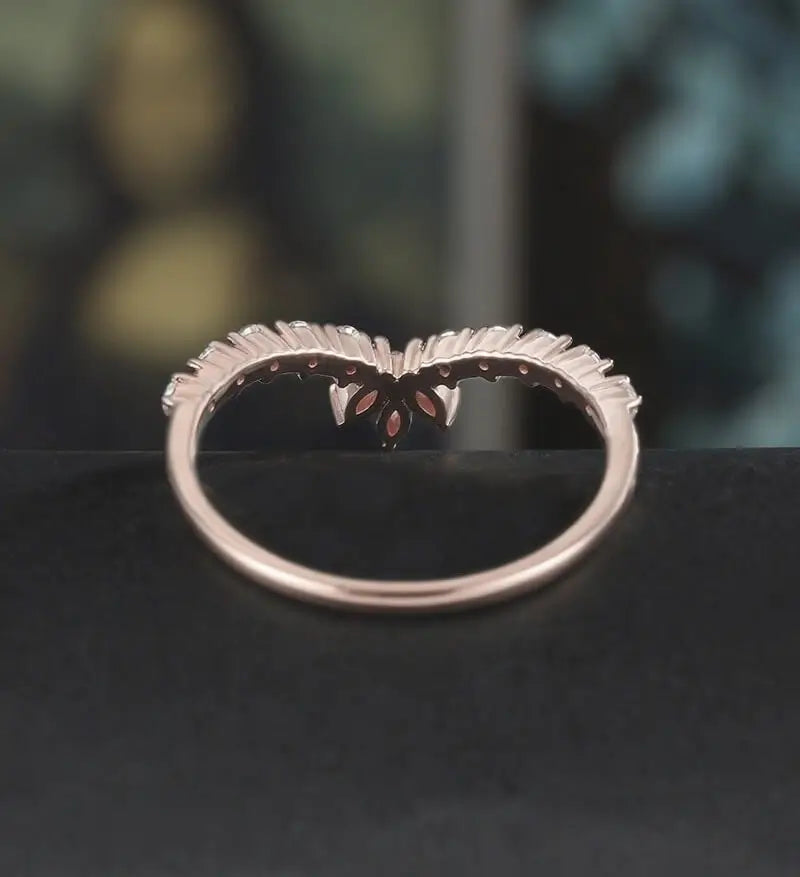 Marquise Moissanite Wedding Bnad Solid Gold Diamond Ring Anniversary Wedding Ring Promise Bridal Ring For Her