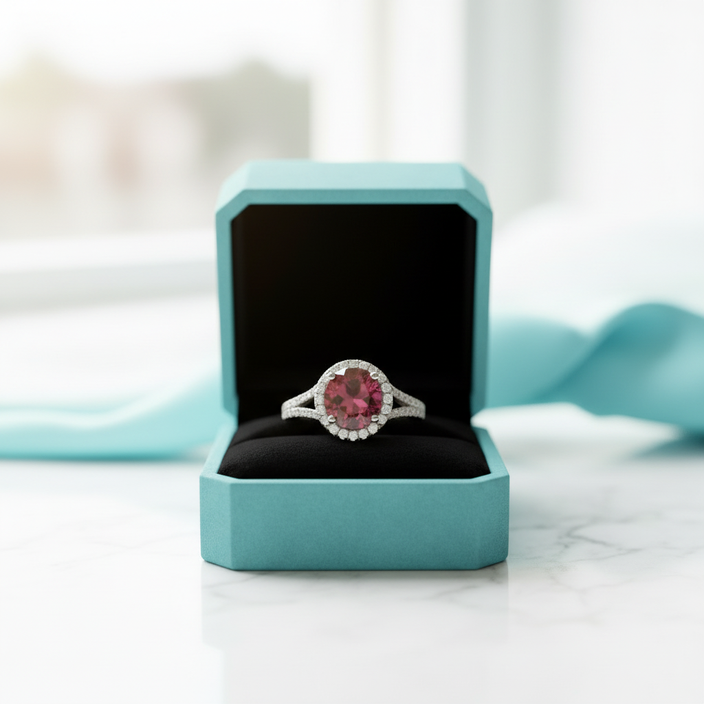 1.0 Ct Round Cut Ruby Halo Engagement Ring