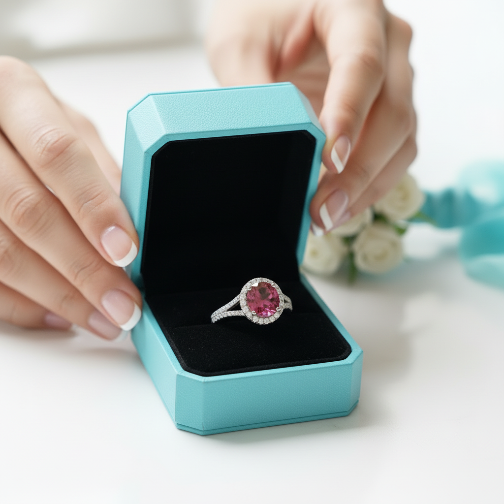 1.0 Ct Round Cut Ruby Halo Engagement Ring