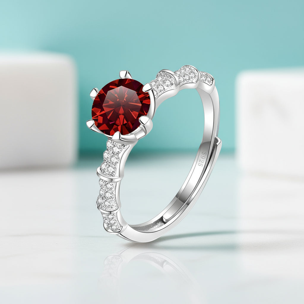 1.0 Ct Round Cut Ruby Engagement Ring