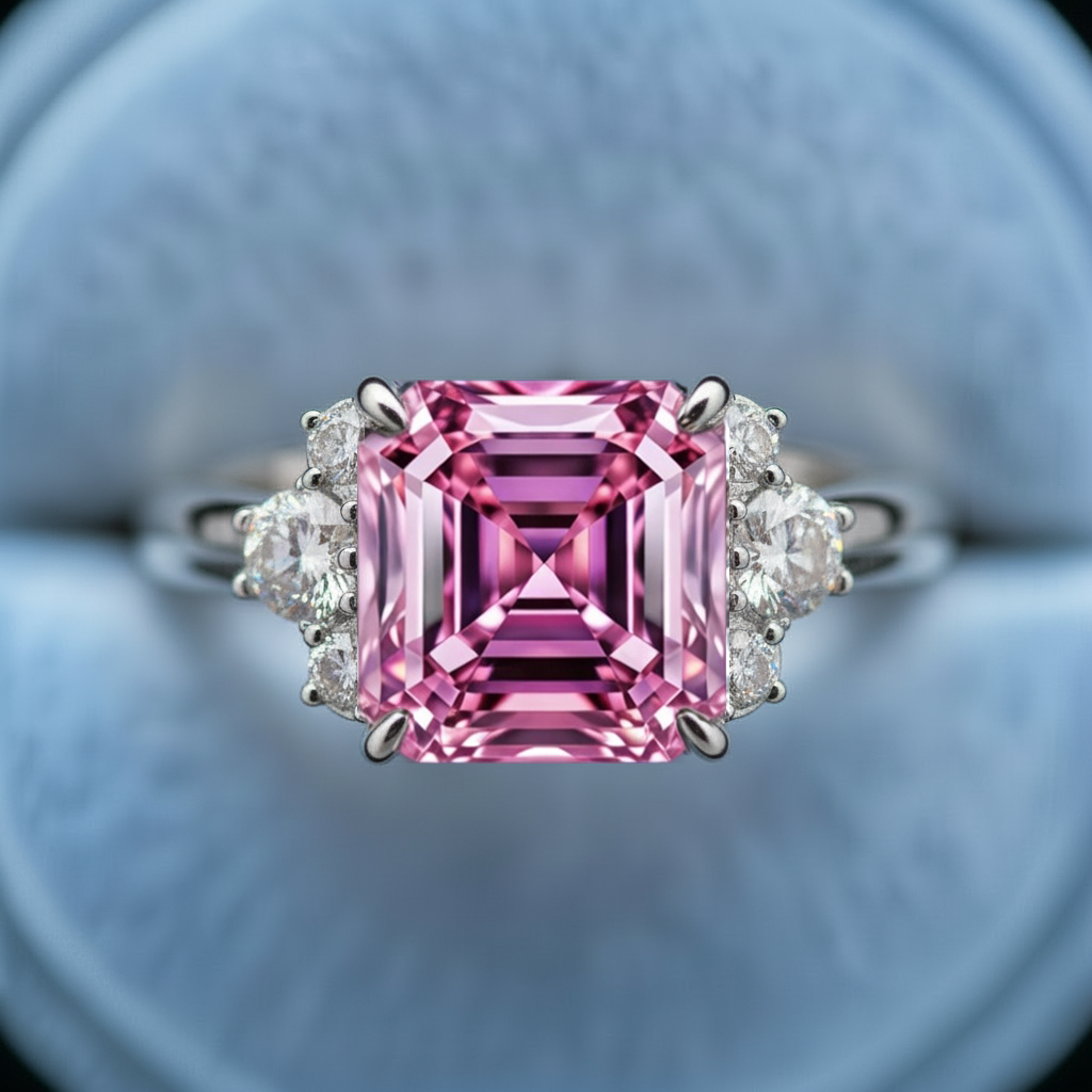Rosalind’s Aquarelle | Asscher Cut Pink Sapphire Engagement Ring