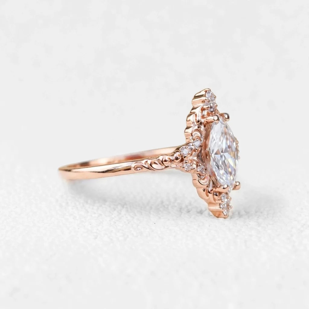 Josephine’s Coronet | 1CT Marquise Diamond Filigree Engagement Ring