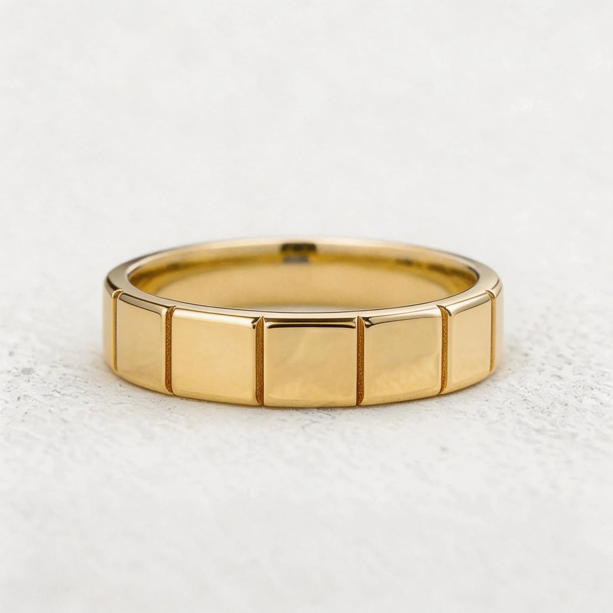 Orion's Keystone | Block-Textured Men's Wedding Band