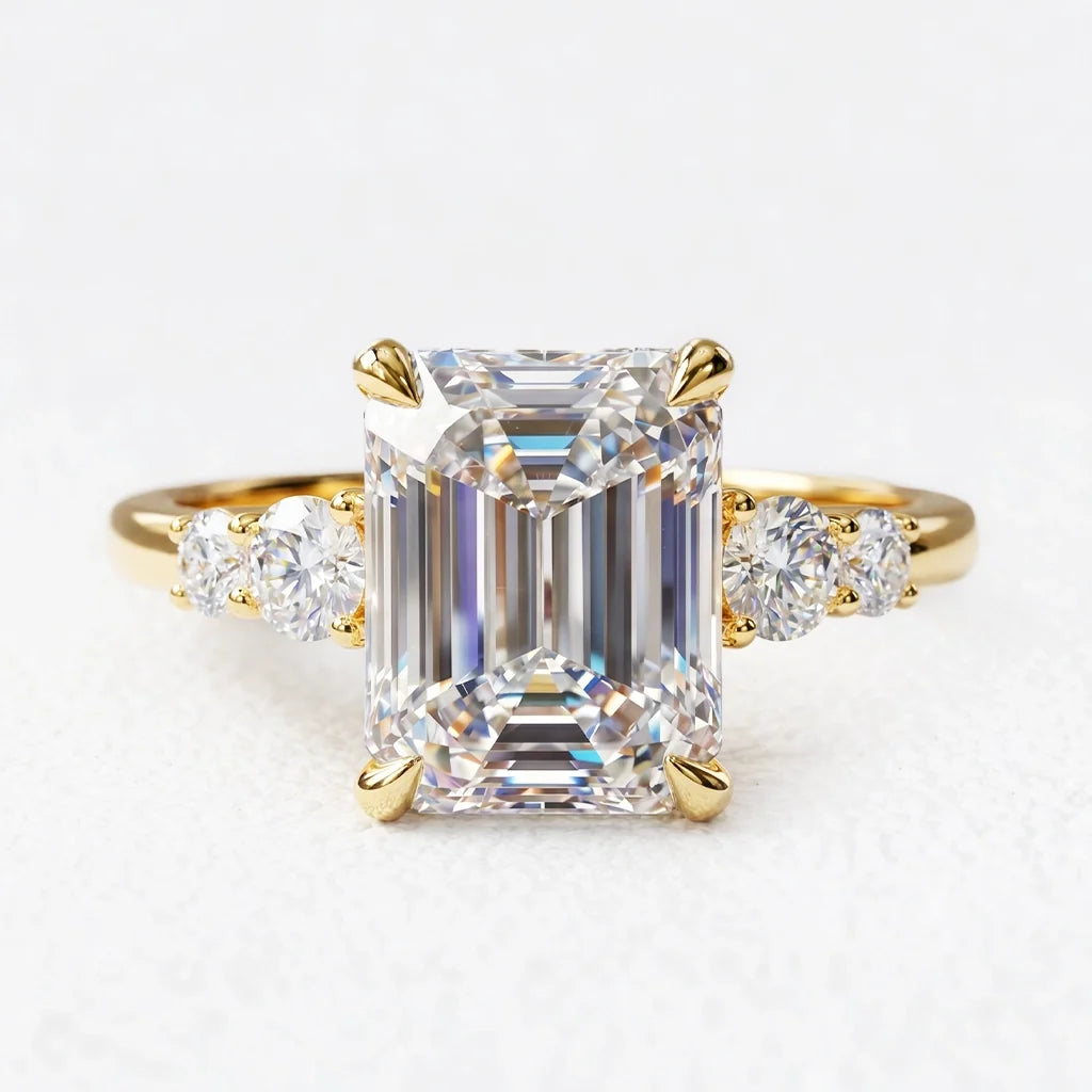 Aurora‘s Prism | 3CT Emerald Cut Diamond Solitaire Engagement Ring