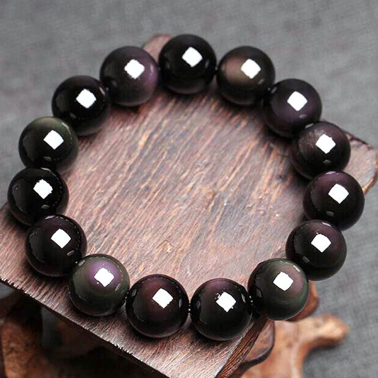 Natural Rainbow Obsidian Crystal Bracelet