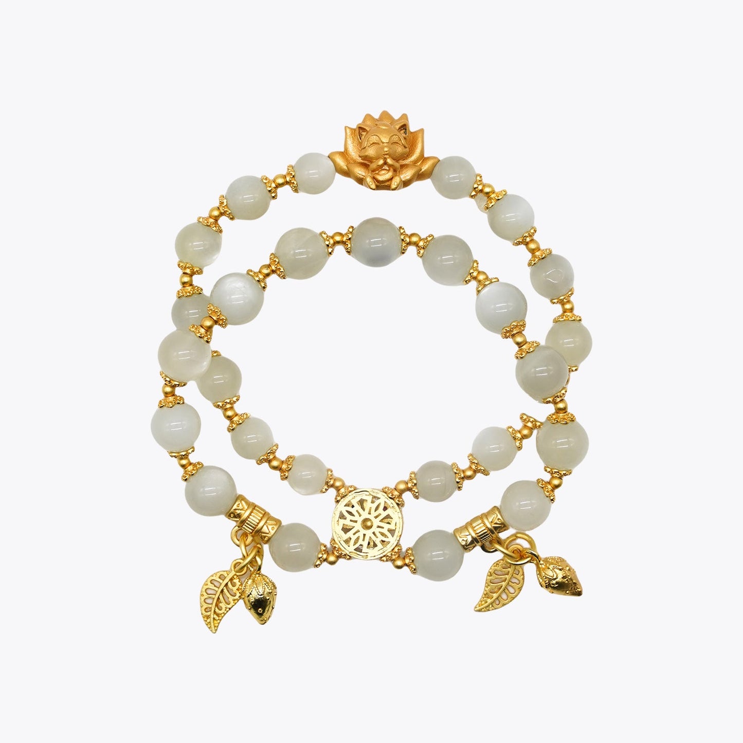 Celestial Kitsune Gold Fortune Crystal Bracelet (Qingiu Wealth Blessing)