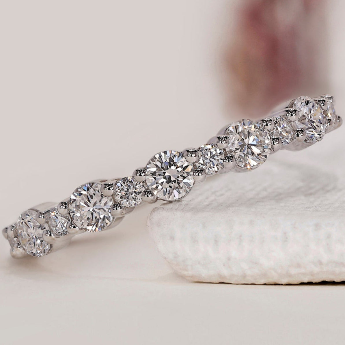 White Gold Diamond Band - Round Cut Diamond
