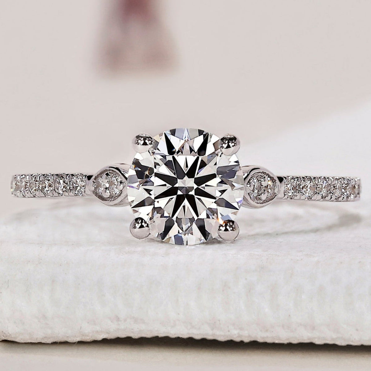 Round Diamond Engagement Ring – Pave Setting