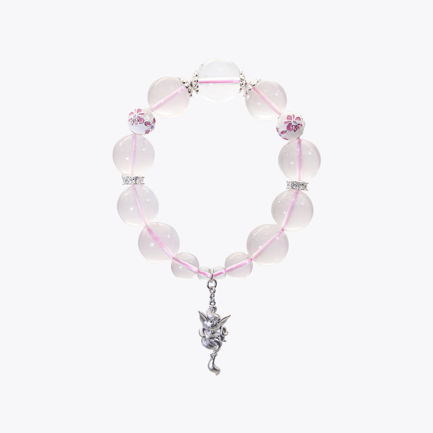 Nine-Tailed Frostbone – Veil-Weaver Crystal Bracelet