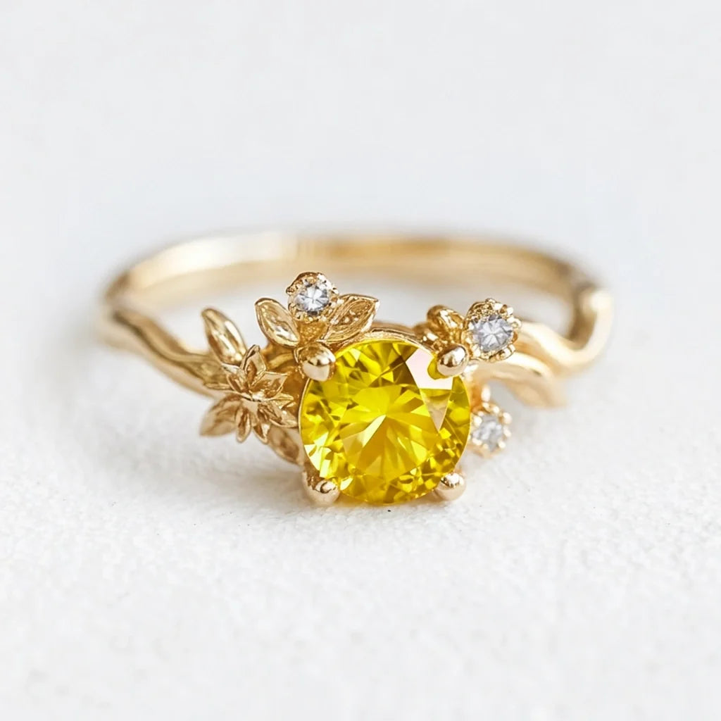 Marguerite’s Sunbeam | Yellow Sapphire Vine Engagement Ring