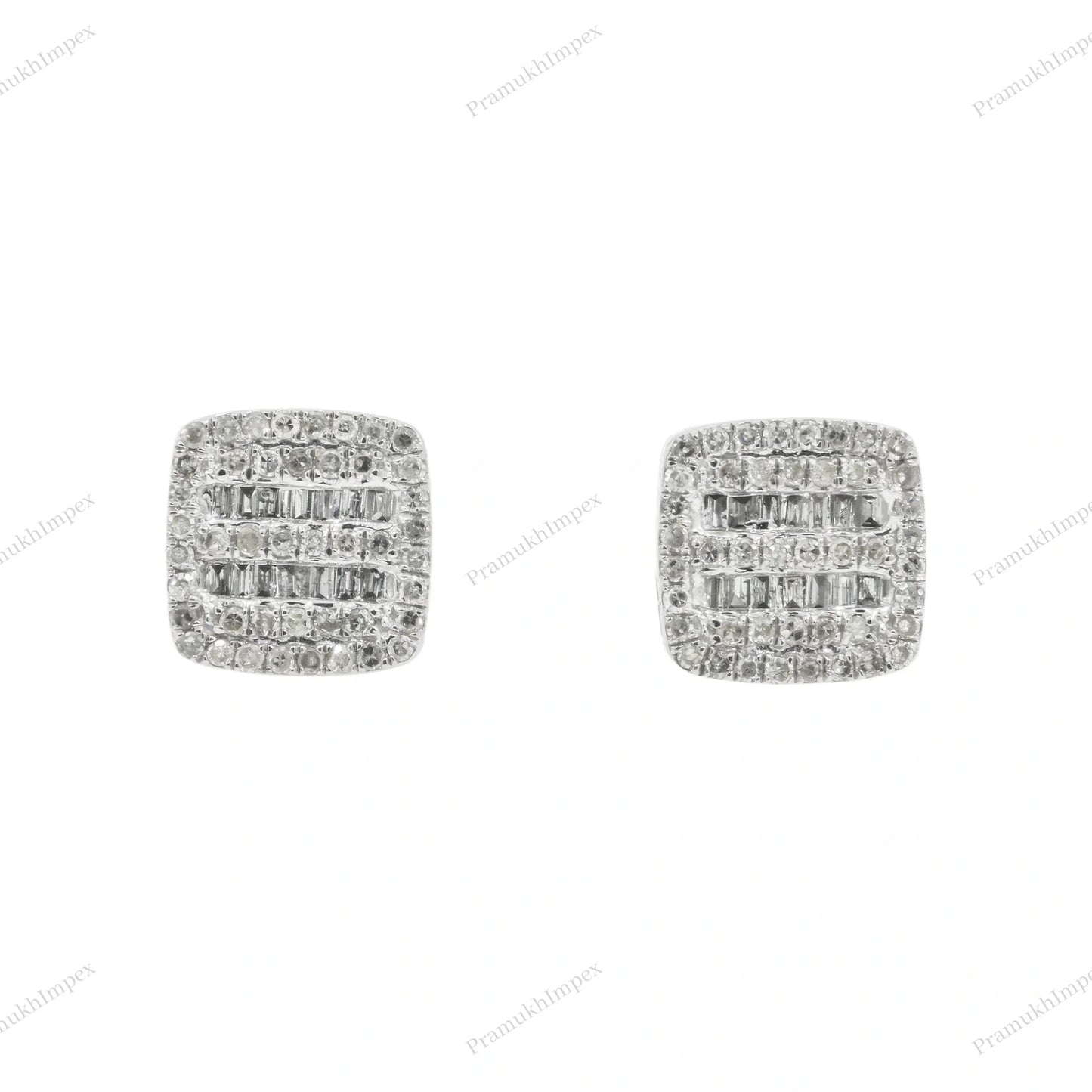 Square Desgin Halo Setting Silver Moissanite Earring