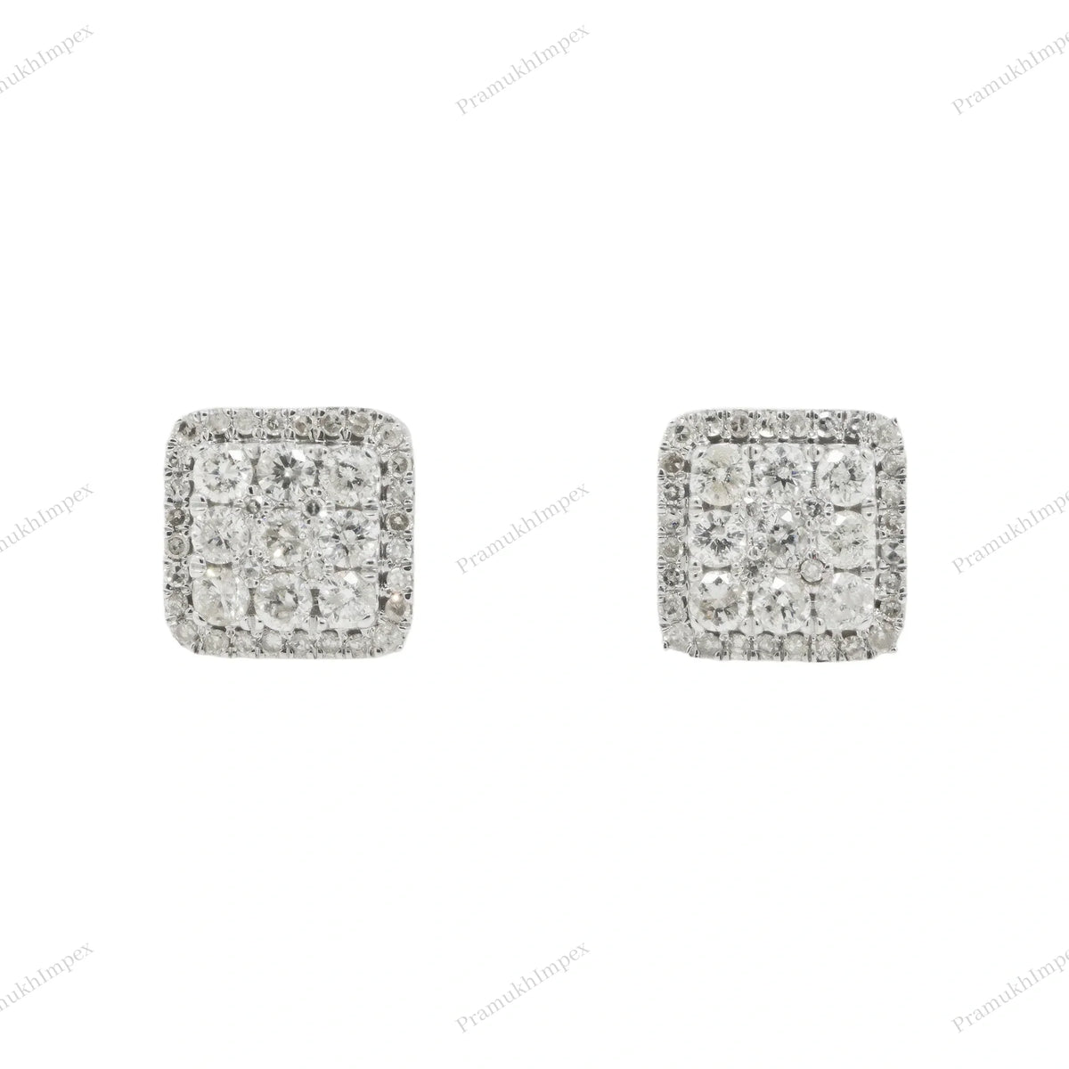 925 Silver Moissanite Cluster Square Shape Earring
