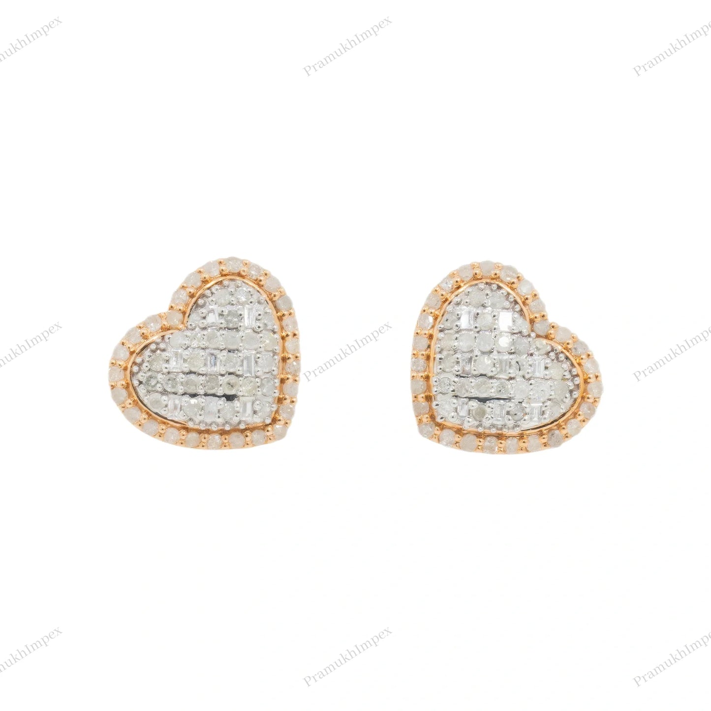 Baguette and Round Silver Moissanite Heart Earring