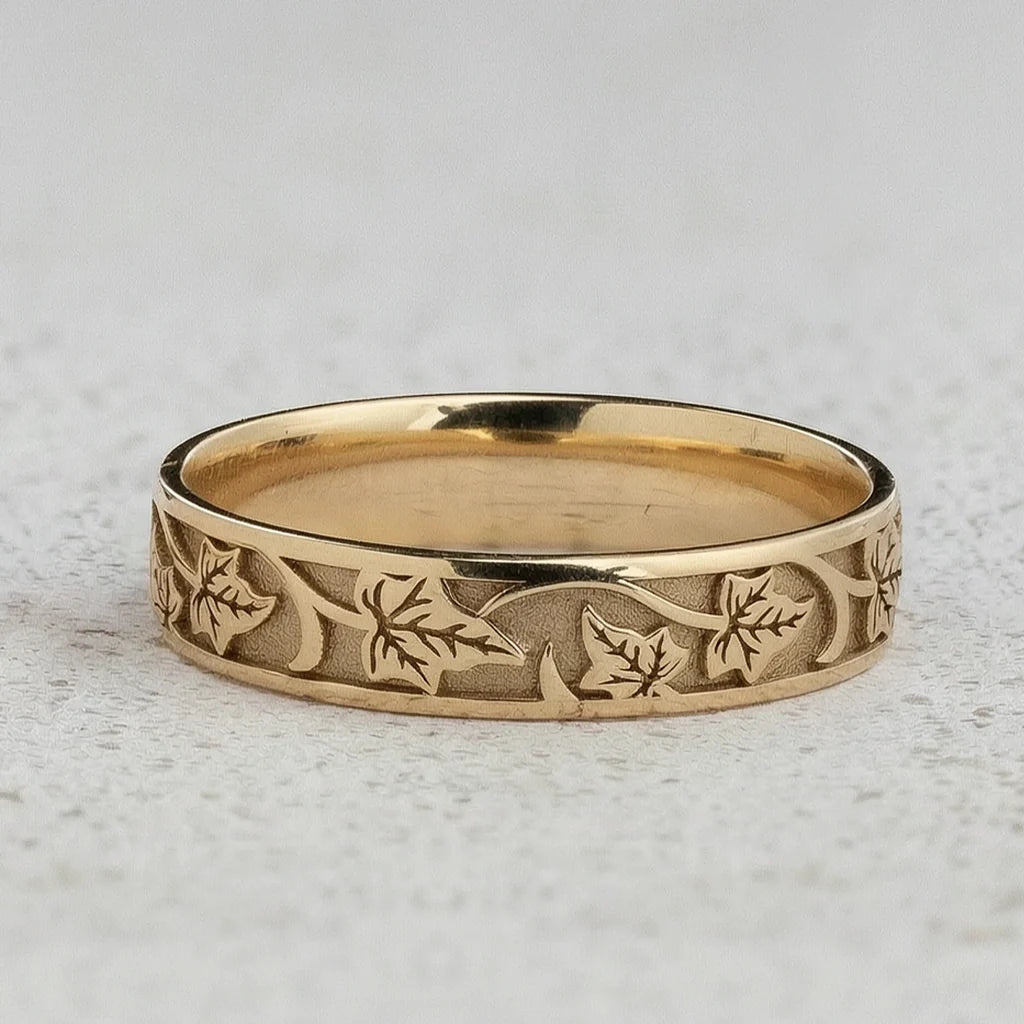 Sylvie’s Wedding Pair | His Ivy Band & Her Diamond Ring