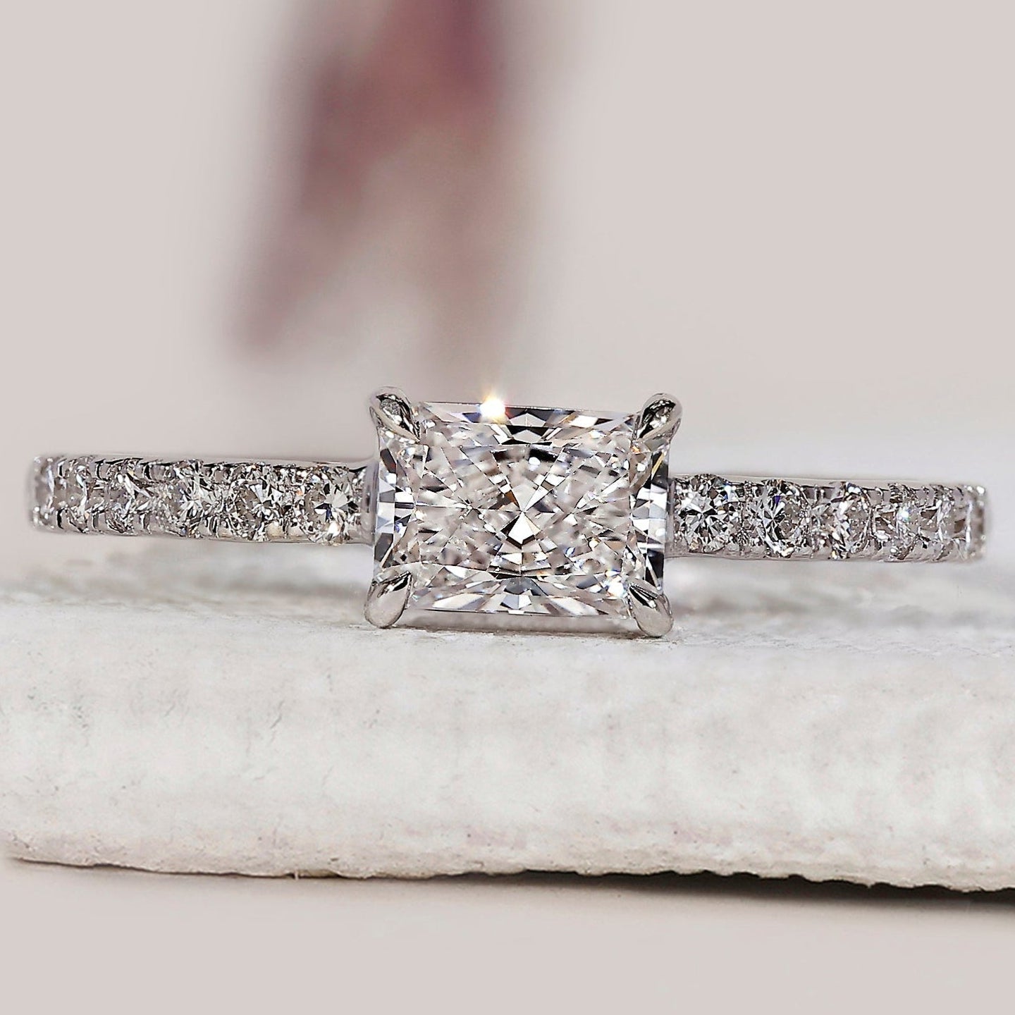Radiant Cut Diamond East West Ring