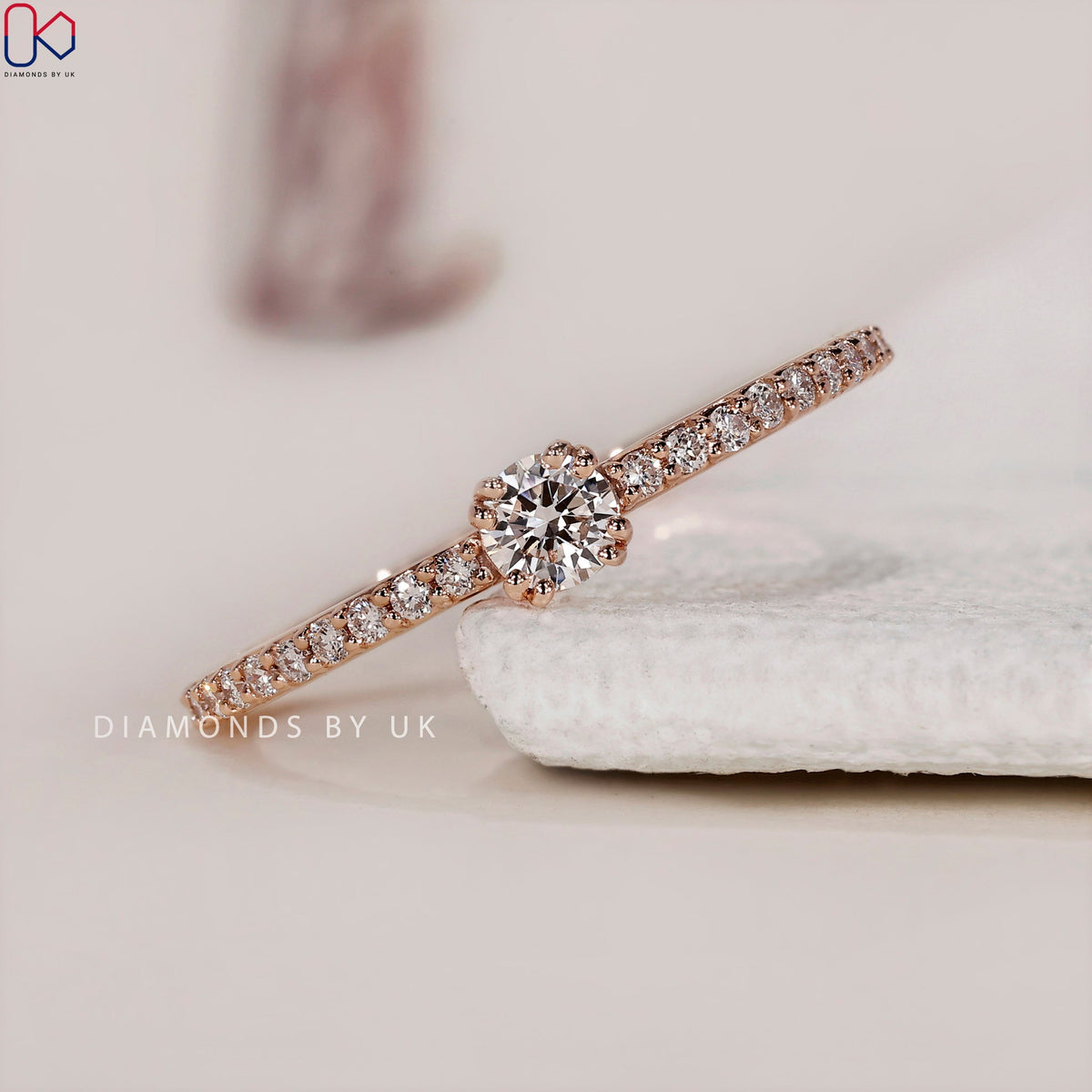 Round Cut Pave Diamond Ring