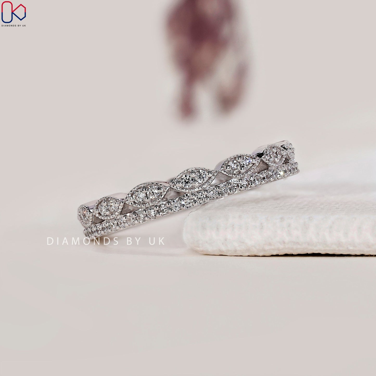 Round Diamond Double Row Wedding Band