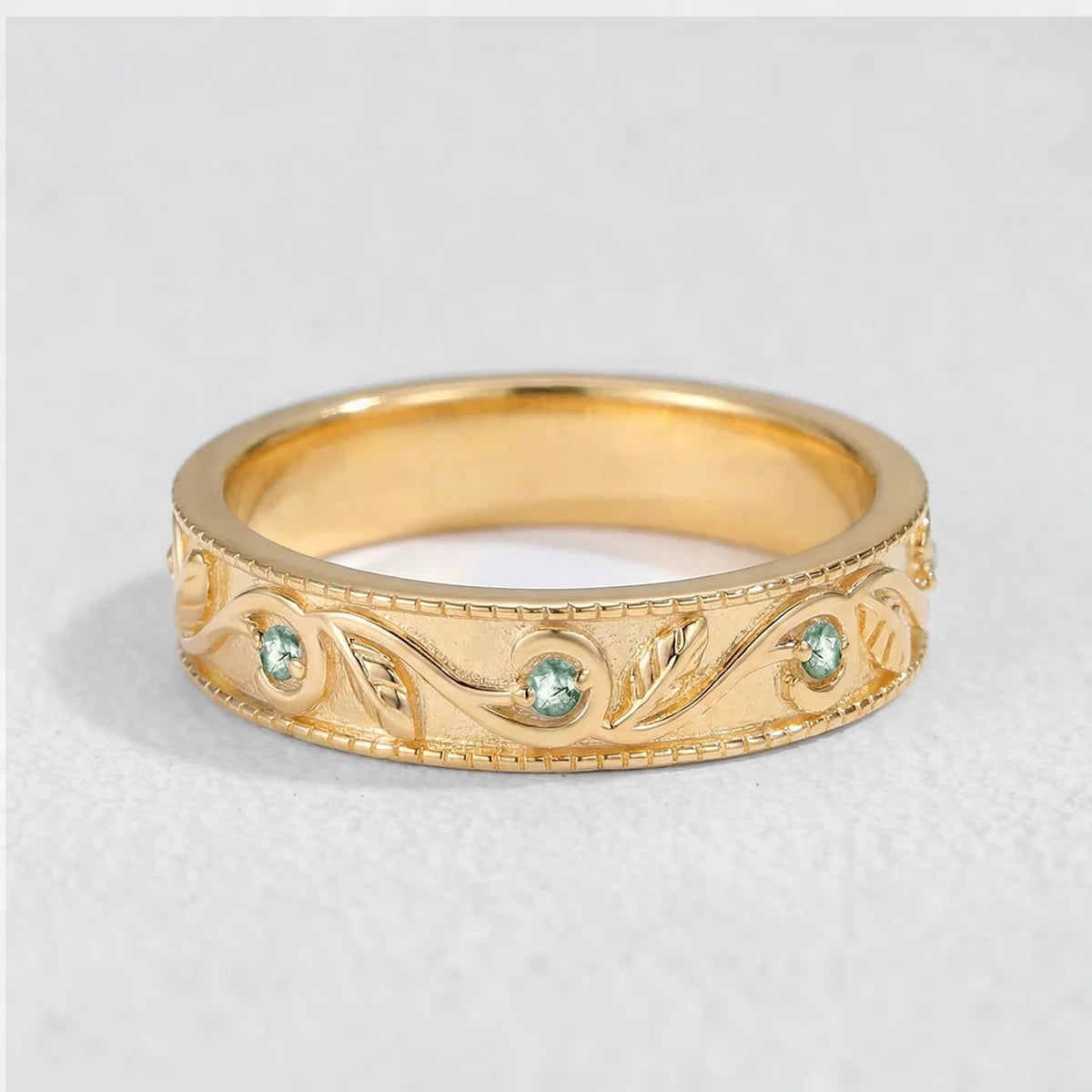 Daphne’s Canopy | Oval Cut Green Moss Agate Cluster Couple Ring Set