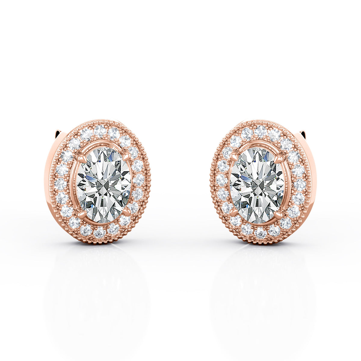 Milgrain Set Moissanite and Diamond Stud Earrings