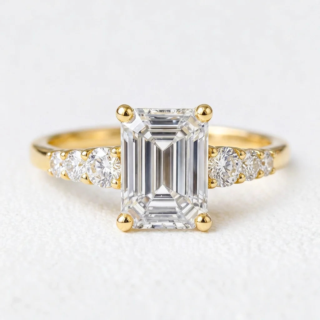 Lyra’s Prism | 3CT Emerald Cut Diamond Engagement Ring