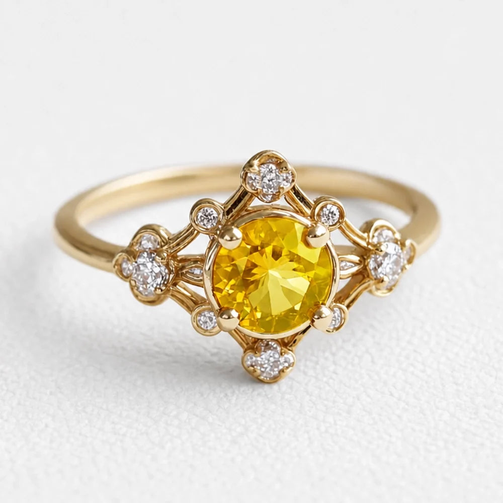 Sophia‘s Sunrise | Oval Cut Natural Yellow Sapphire Engagement Ring