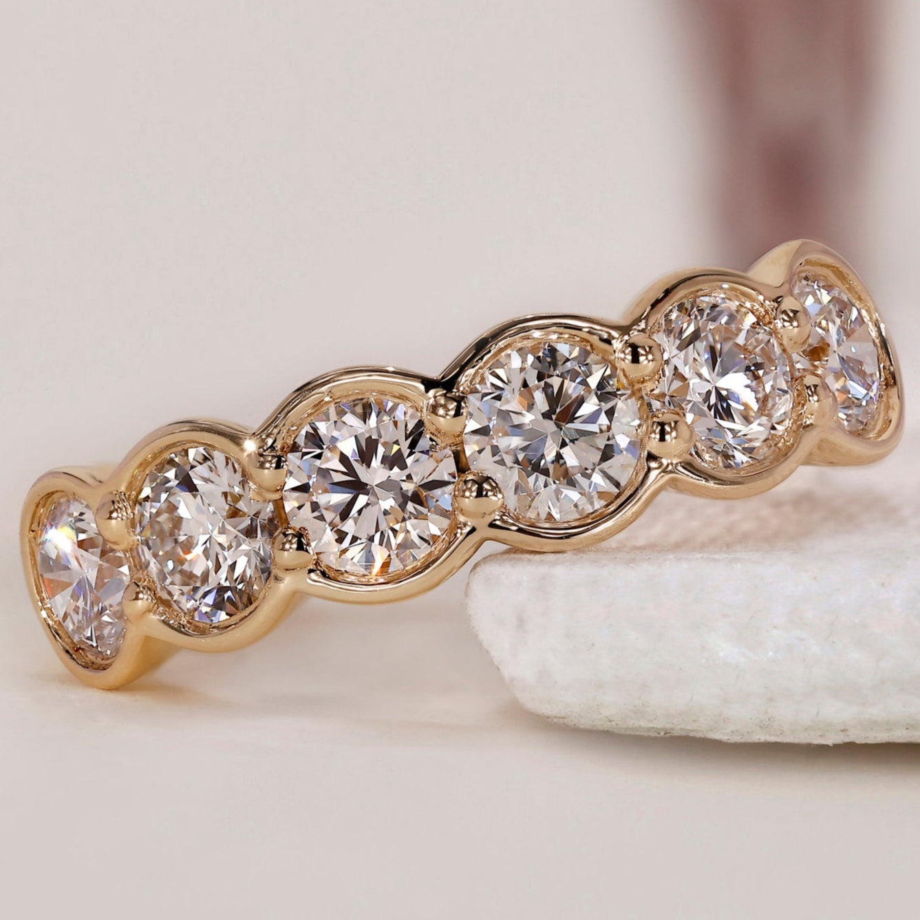 Bezel Set Wedding Band – Classic Round Diamond