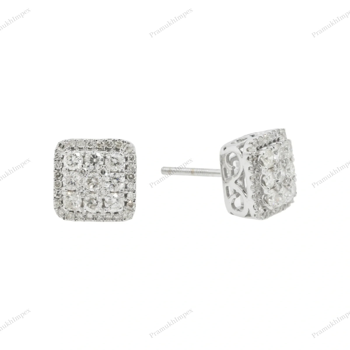 925 Silver Moissanite Cluster Square Shape Earring