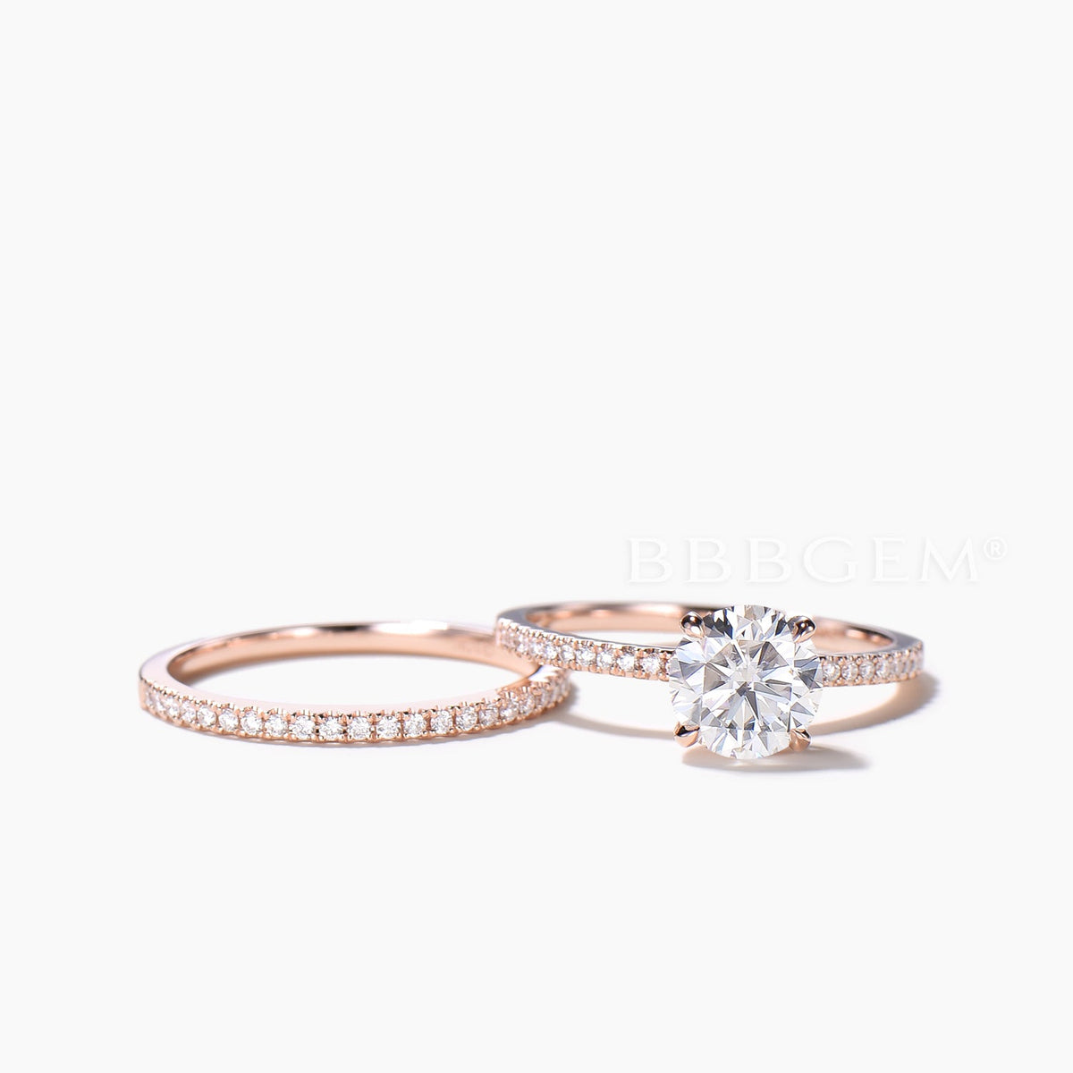 Round Cut IGI Certificate Lab Grown Diamond Ring Diamond Half Eternity Bridal Set