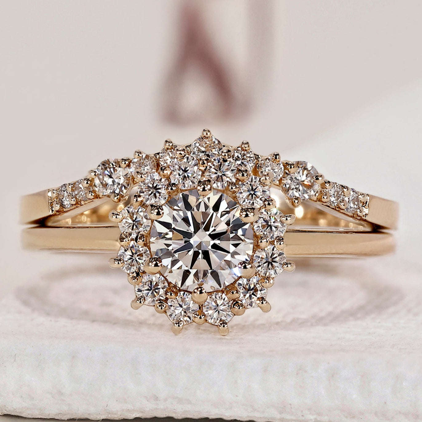 Round Engagement Ring And Wedding Band