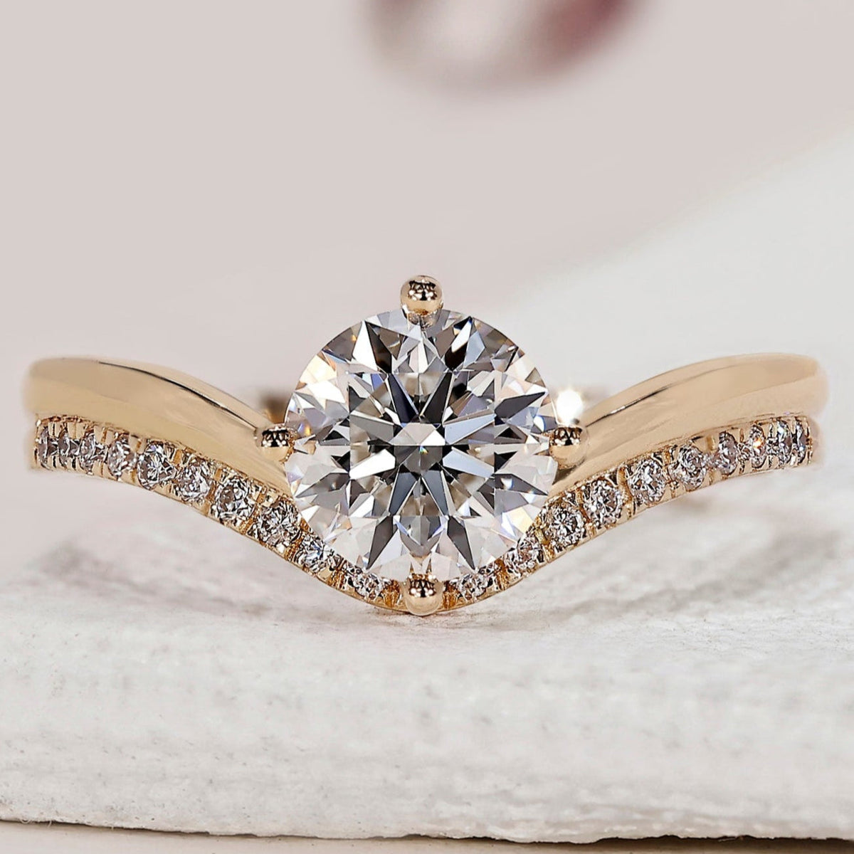 Double Row Pave Round Diamond Ring