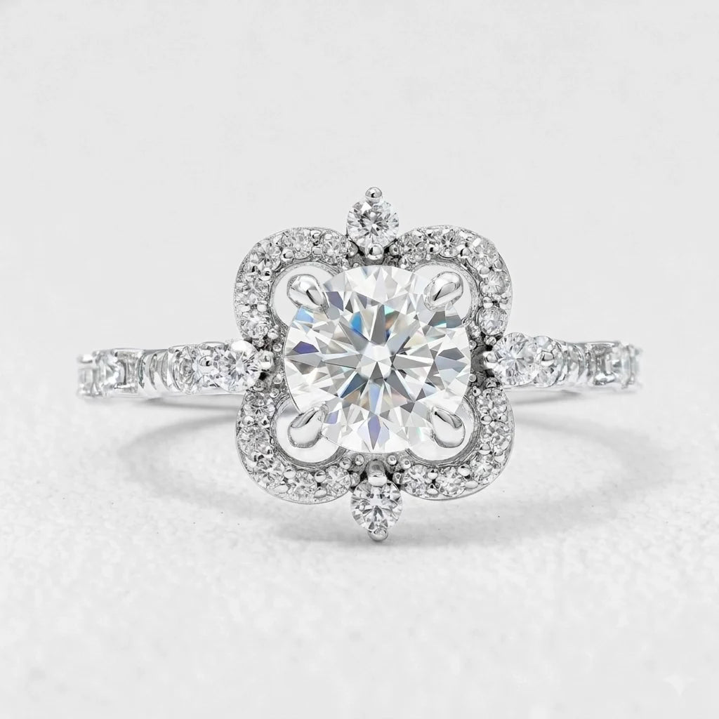 Luna’s Float | 2CT Round Art Diamond Floating Halo Gold Ring