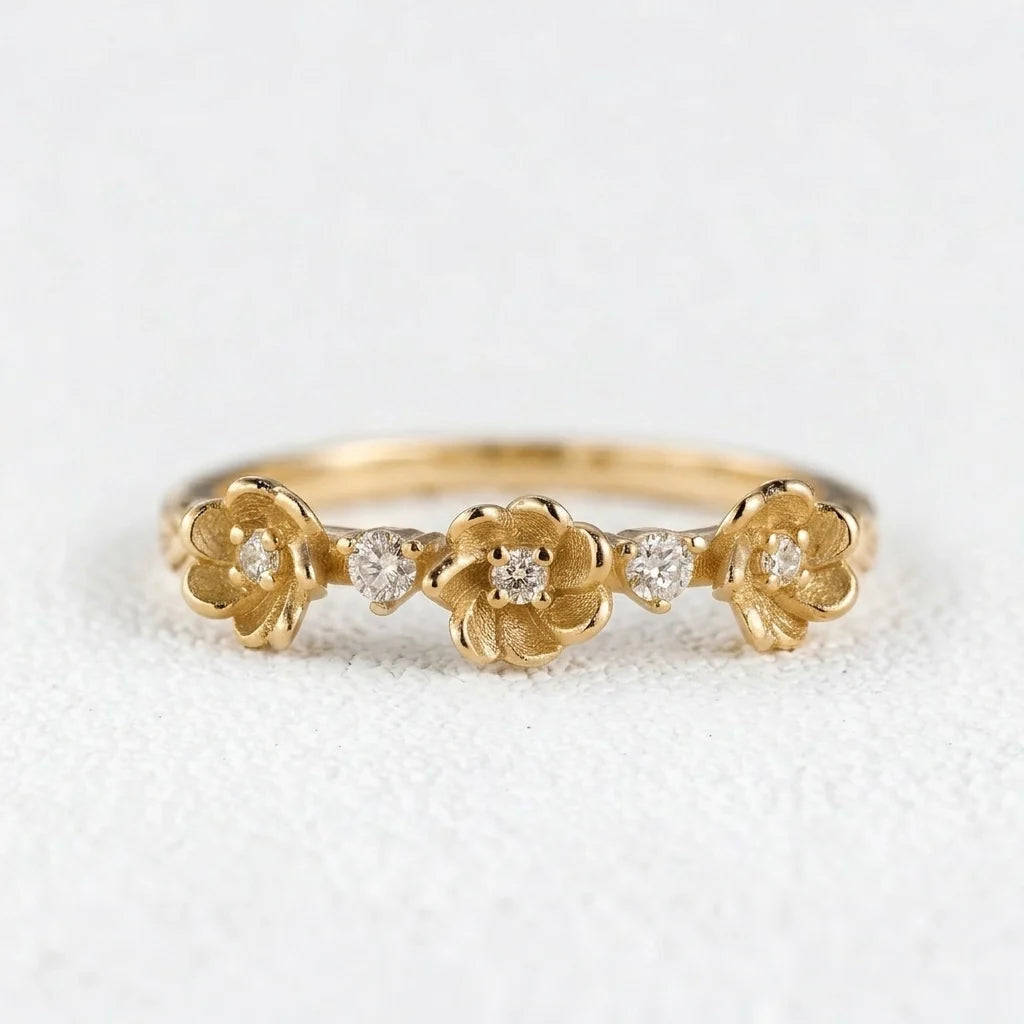 Flora’s Trio | Three Flower Diamond Wedding Band