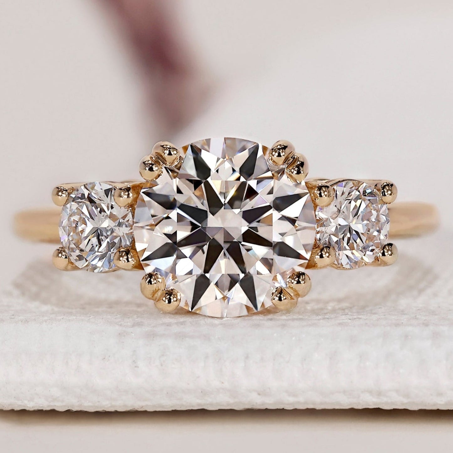 3 Stone Diamond Engagement Ring - Round Diamond