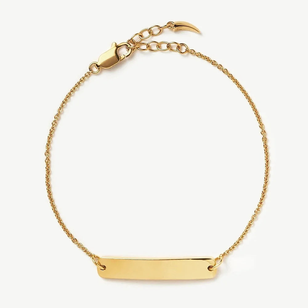 18K Gold Vermeil Engravable Bar Chain Bracelet
