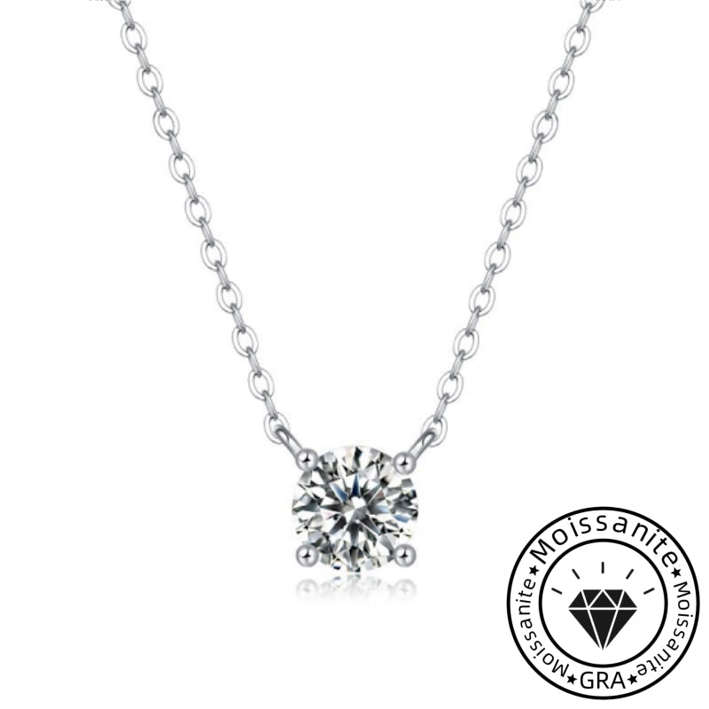 1.0ct Round Moissanite Solitaire Necklace