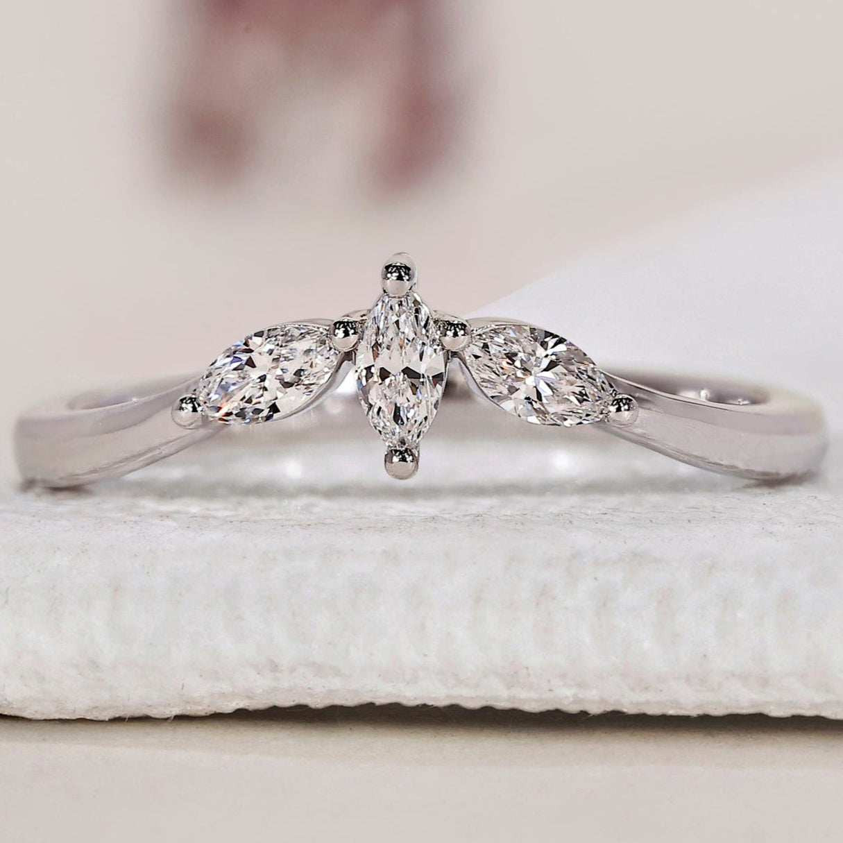 Marquise Wedding Band - 3 Stone Diamond