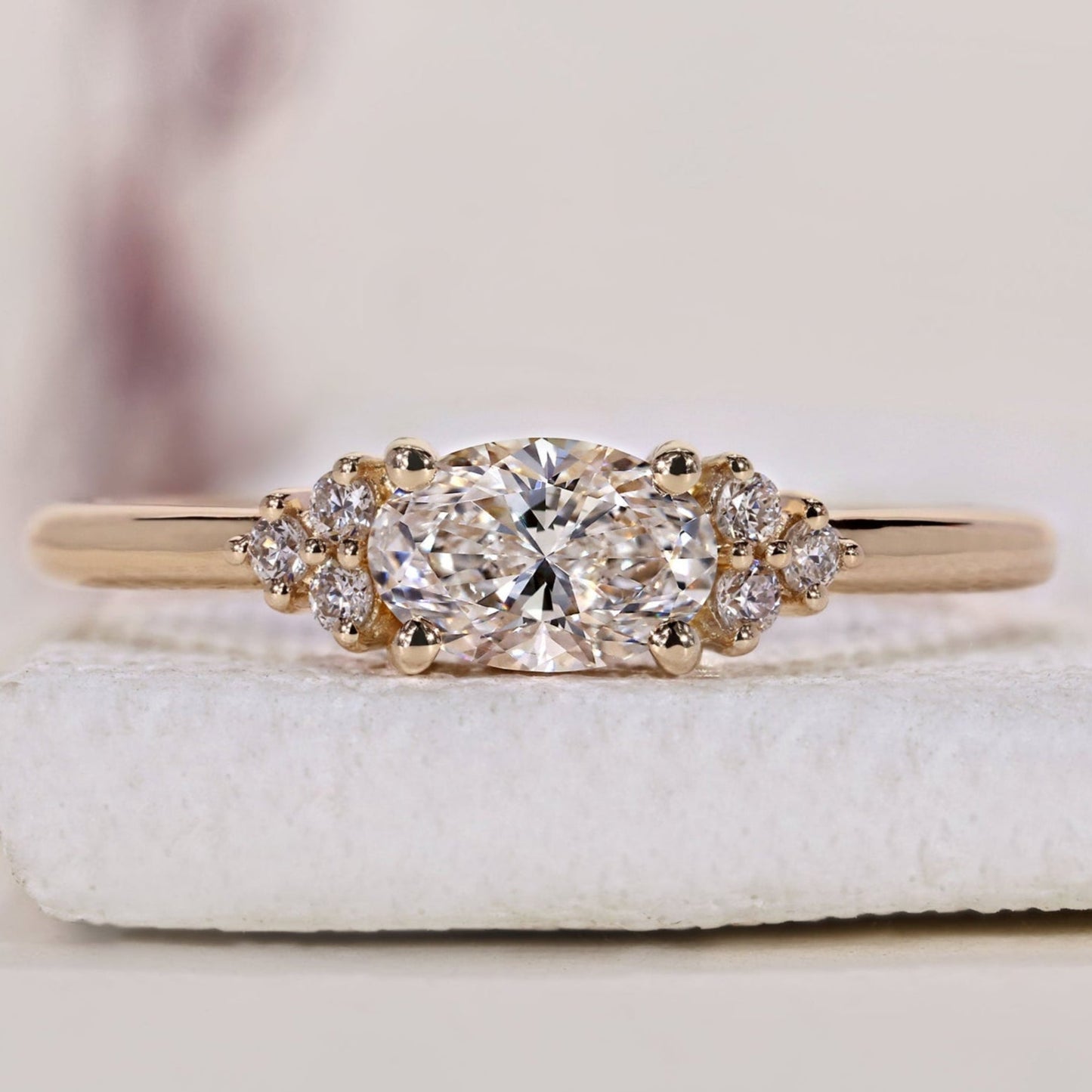 Oval Shaped Diamond Ring - East West Setting