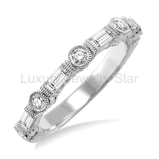 Stackable Baguette Diamond Wedding Band