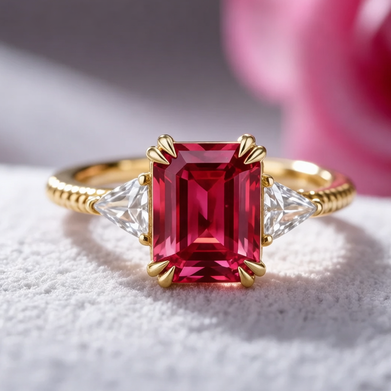 Sienna's Crimson | 2CT Emerald Cut Ruby Engagement Ring