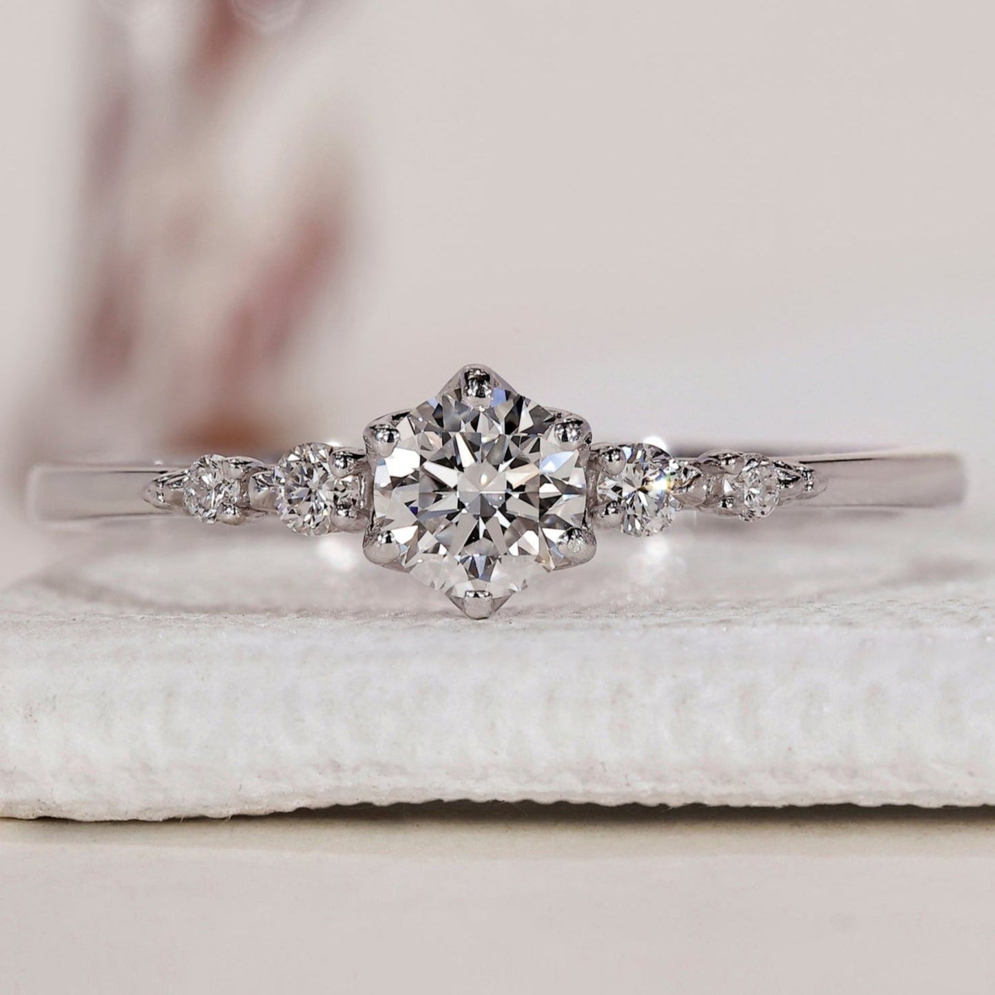 5 Stone Engagement Ring - Round Diamond