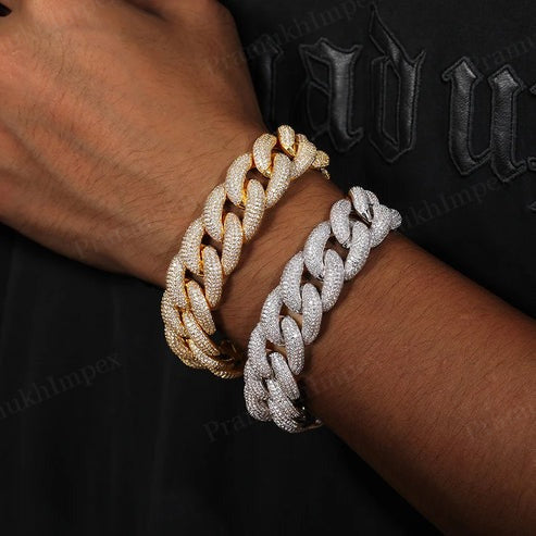 20mm Sterling Silver VVS Moissanite Bubble Cuban Bracelet