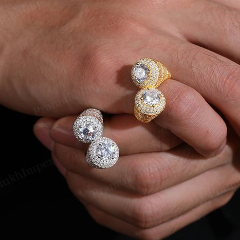Yellow Gold Plated 925 Silver Iced Out VVS Moissanite Teardrop Ring