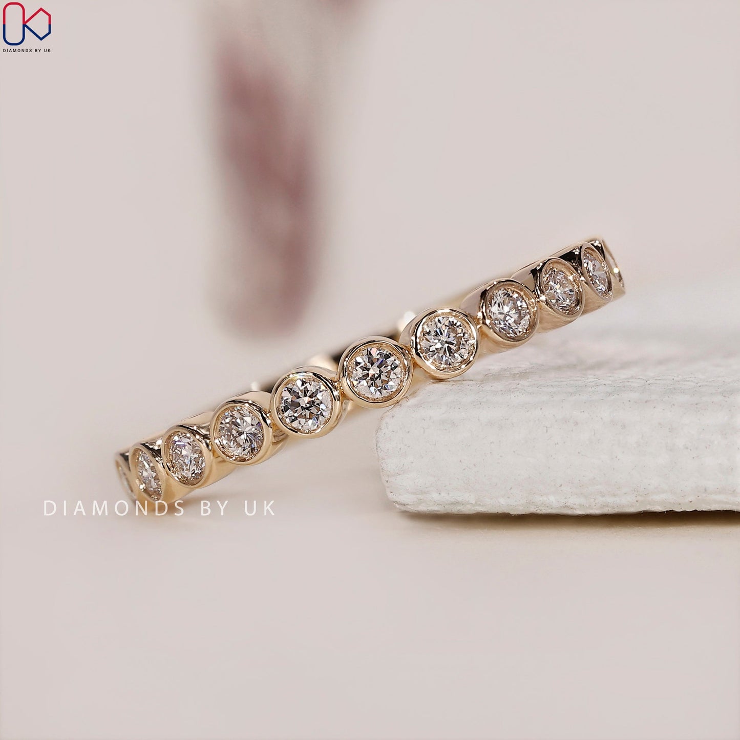 Yellow Gold Wedding Band - Bezel Setting