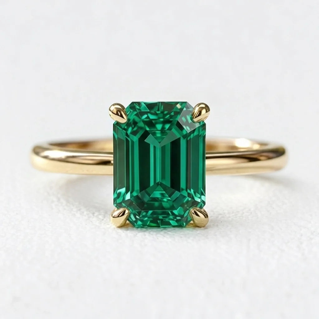 Celia’s Velvet | 3CT Vintage Emerald Solitaire Engagement Ring
